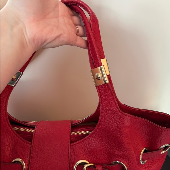 Jimmy Choo Vibrant Red Leather Shoulder Bag with Gold Hardware - Picture 4 of 11